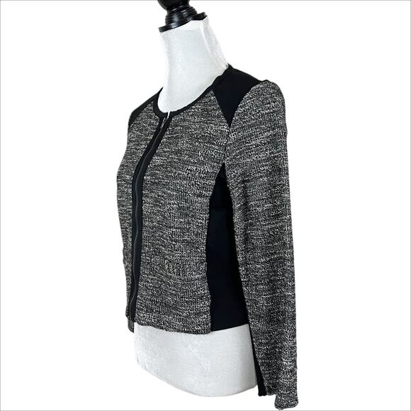 Eileen Fisher Tweed Knit Zip Front Blazer Jacket Black & White Size Small - Picture 3 of 10